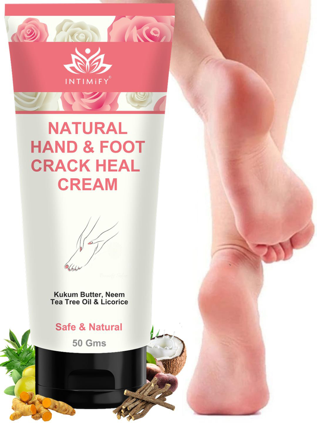 

INTIMIFY Natural Hand & Foot Crack Heal Cream with Kokum Butter & Neem - 50 g, White