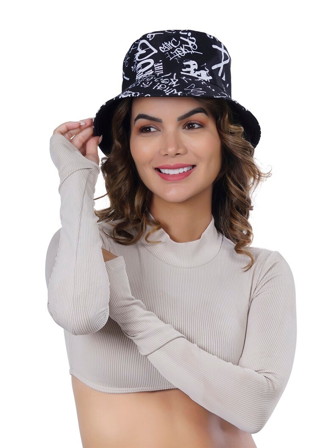 

Alexvyan Printed Reversible Bucket Hat, Black