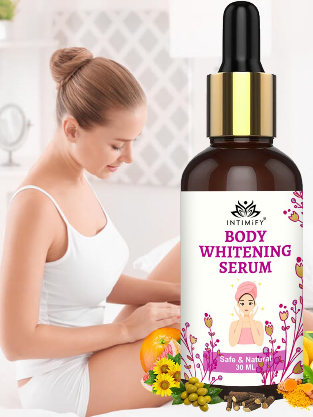 

INTIMIFY Safe & Natural Body Whitening Serum with Green Tea - 30 ml, Transparent