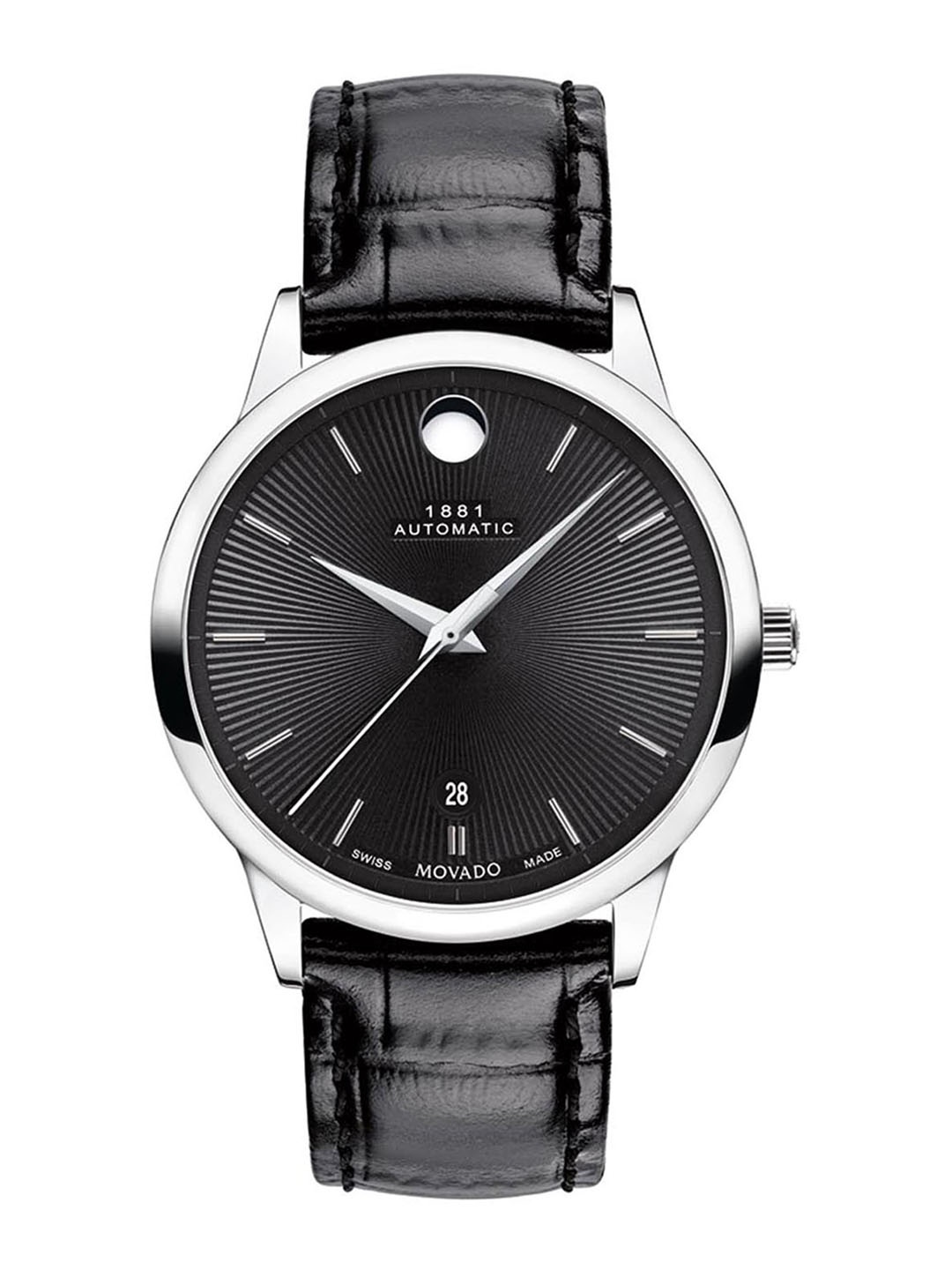 

MOVADO 1881 Automati Men Leather Straps Analogue Automatic Watch 0607458, Black