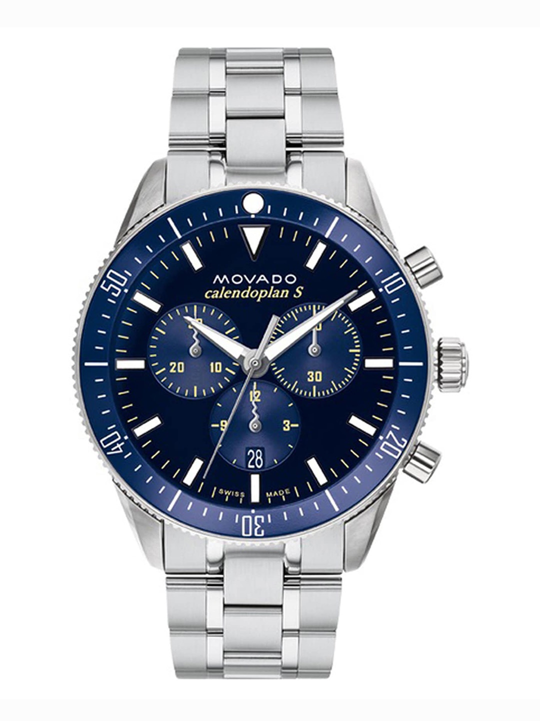 

MOVADO Men Stainless Steel Bracelet Style Straps Analogue Chronograph Watch 3650124, Silver