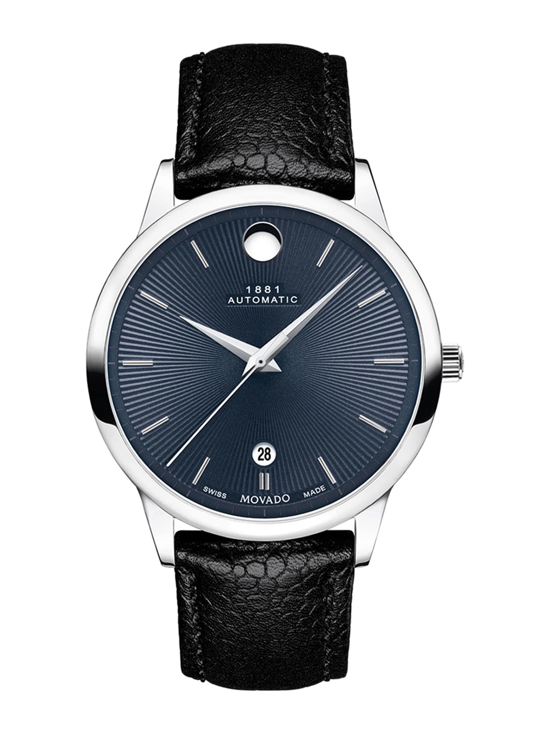 

MOVADO Men Textured Dial & Leather Straps Analogue Automatic Watch 0607454, Blue