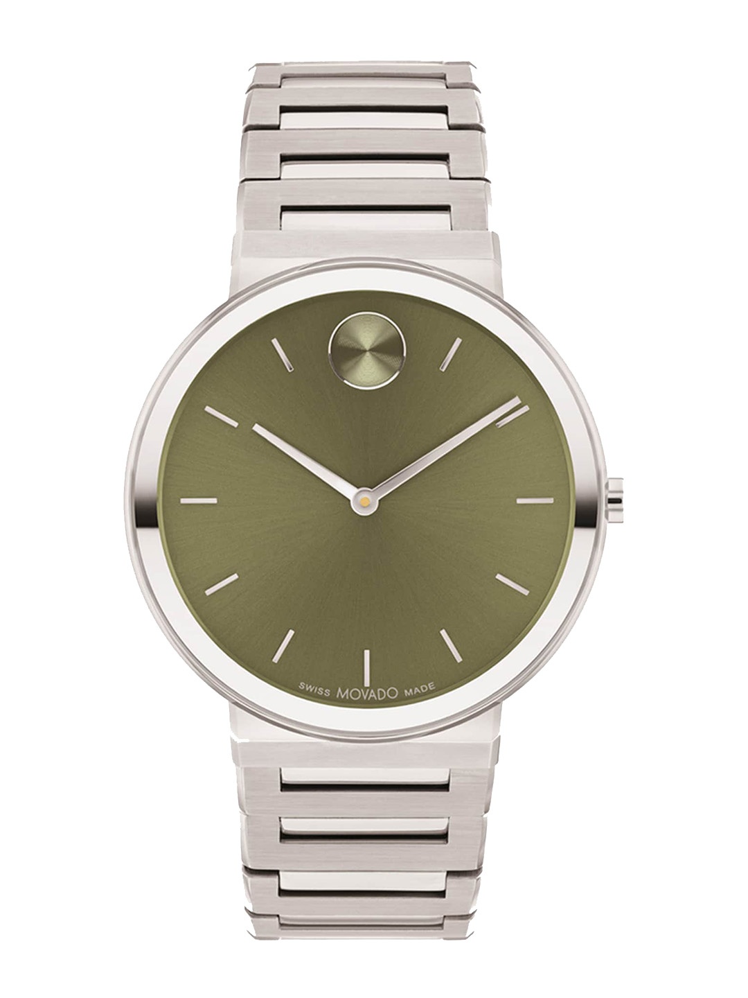 

MOVADO Men Brass Dial & Stainless Steel Bracelet Style Straps Analogue Watch 3601074, Green