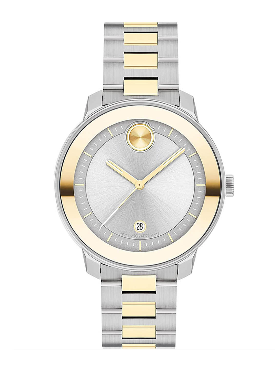 

MOVADO Women Brass Dial & Stainless Steel Bracelet Style Straps Analogue Watch 3600870, Silver