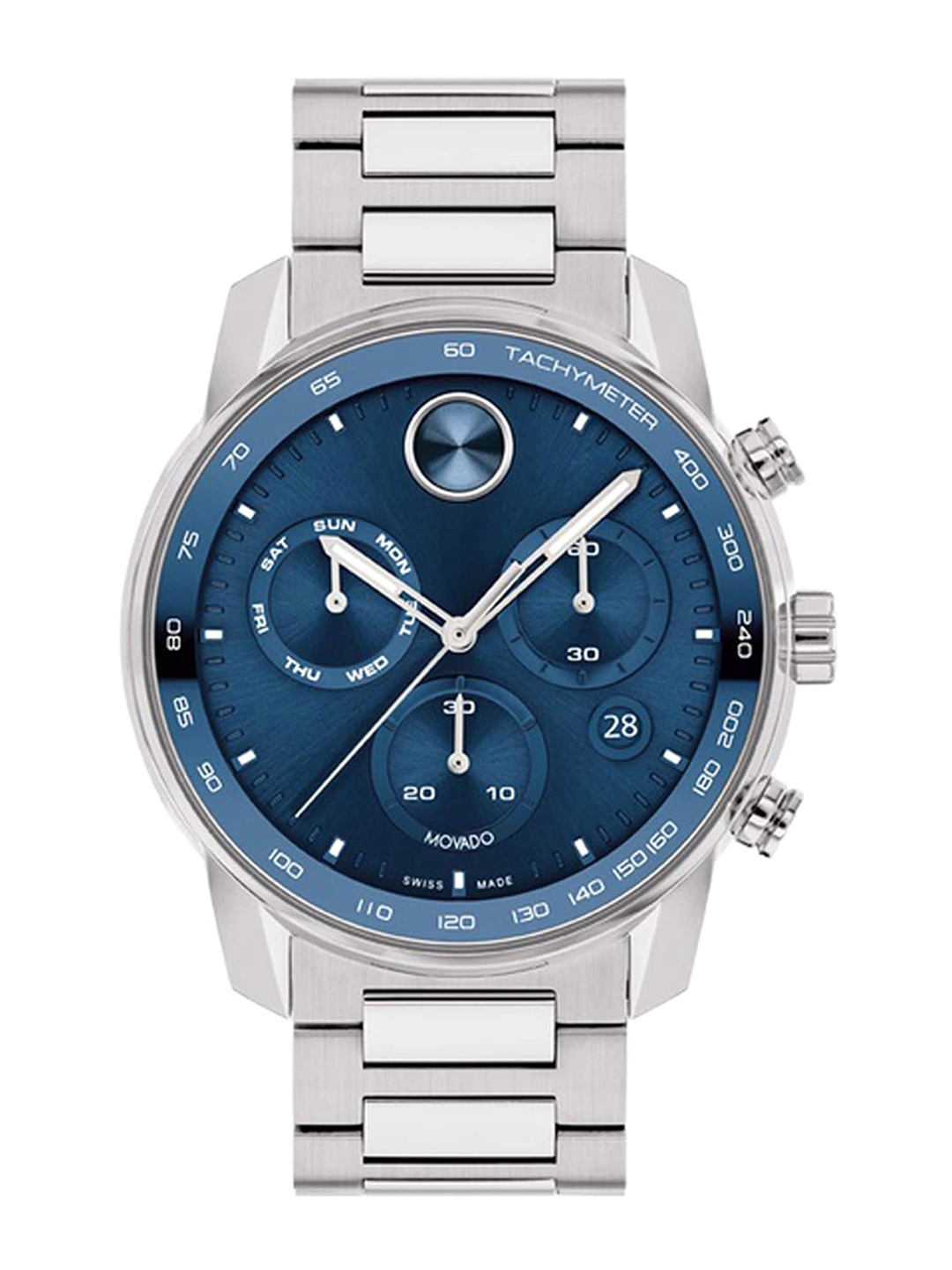 

MOVADO Men Textured Dial & Stainless Steel Straps Analogue Chronograph Watch 3600865, Blue