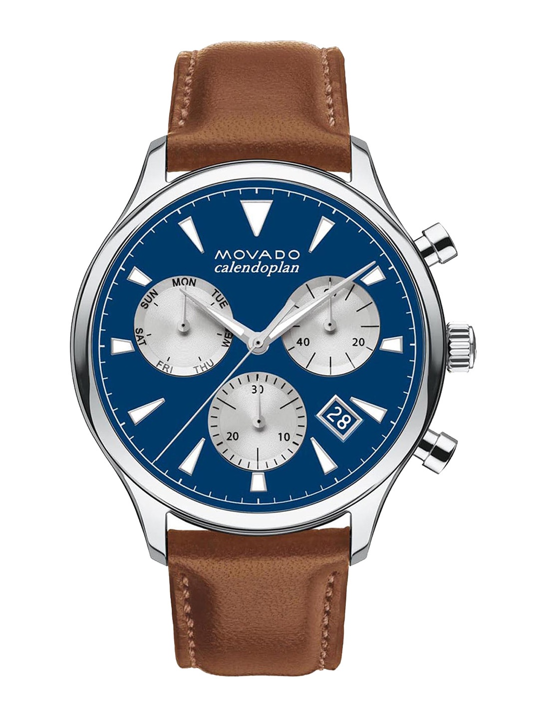 

MOVADO Men Leather Straps Analogue Chronograph Watch 3650113, Brown