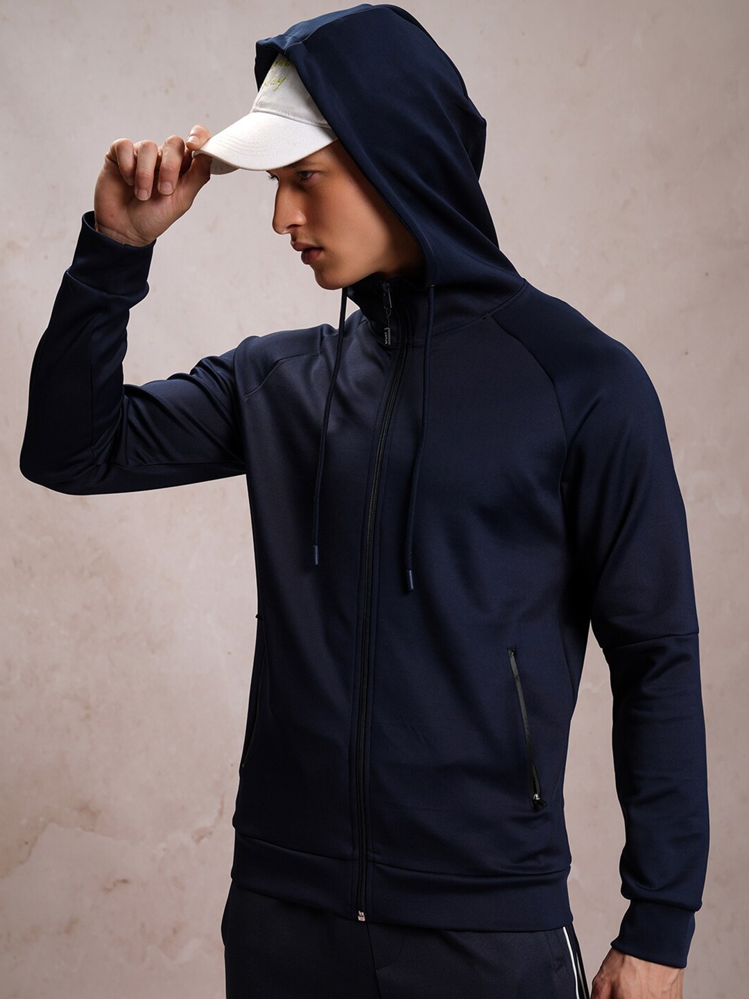 

HIGHLANDER Hooded Front-Open Sweatshirt, Navy blue