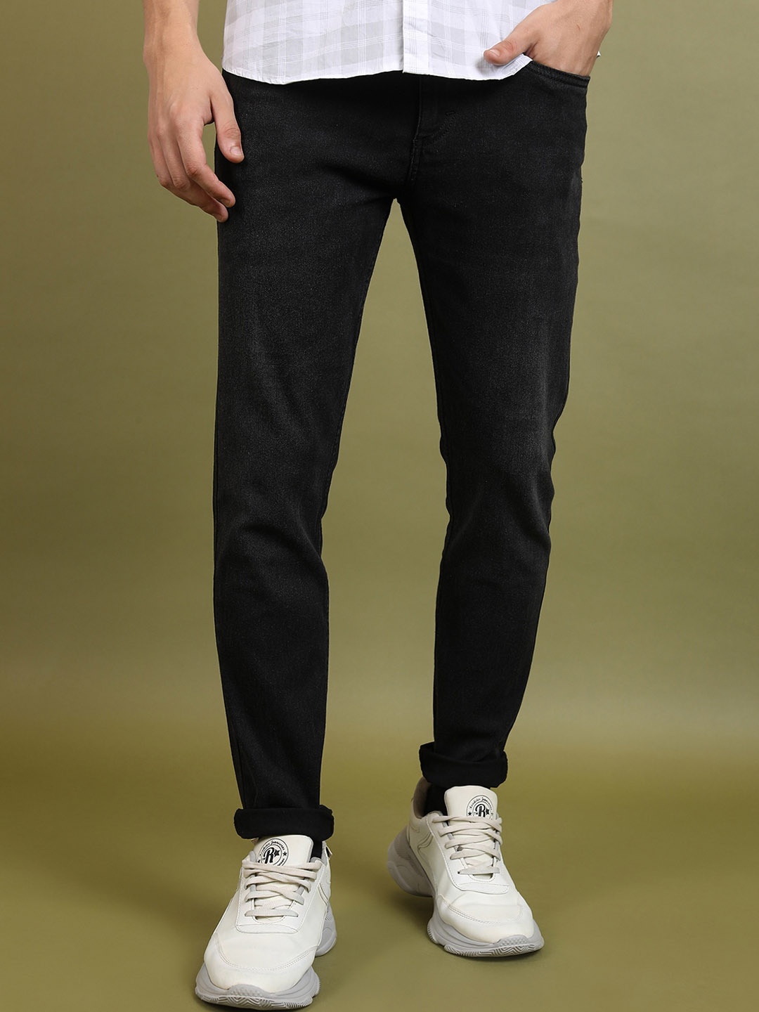 

HIGHLANDER Men Black Skinny Fit Mid-Rise Dark Shade Clean Look Stretchable Jeans