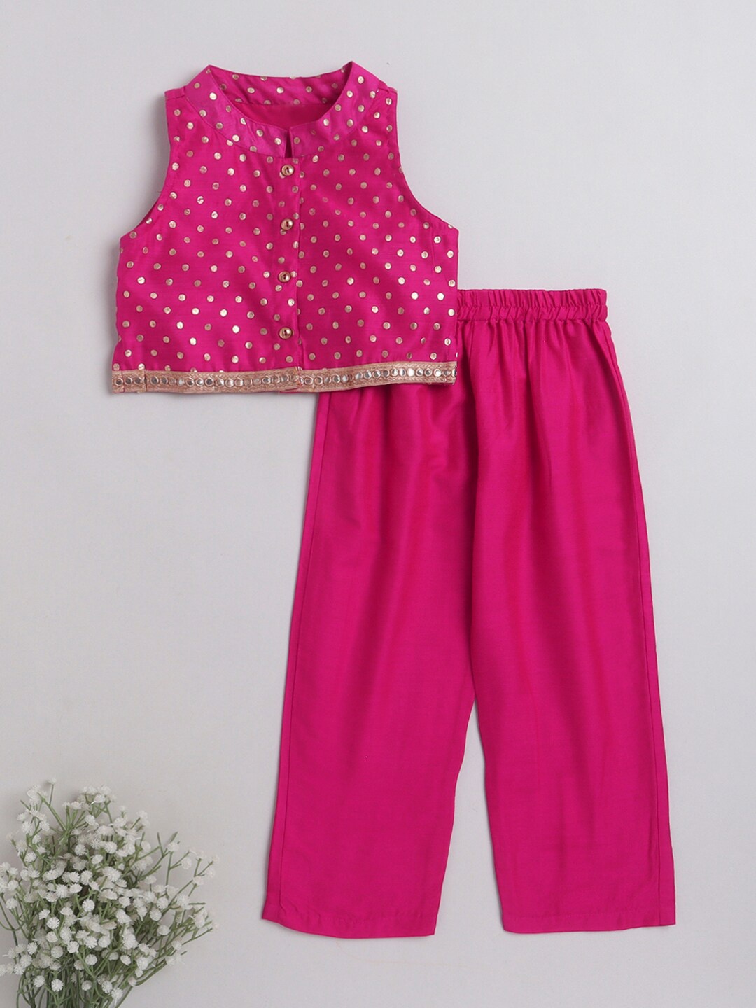 

The Magic Wand Girls Embellished Top With Trousers, Fuchsia