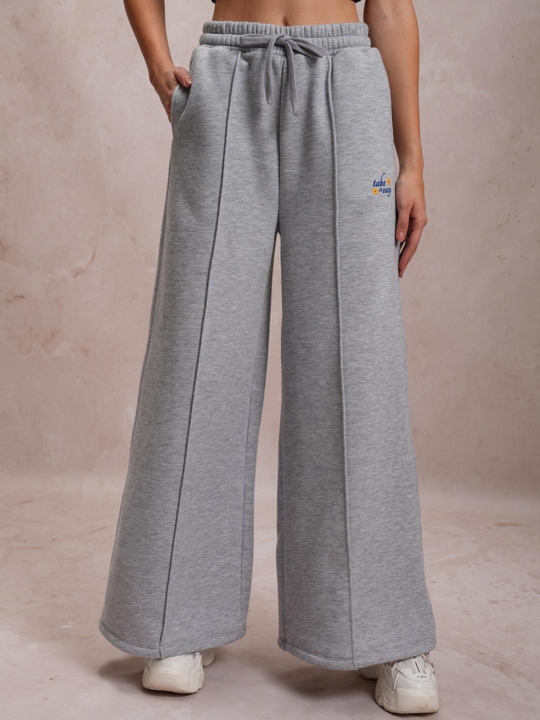 

Tokyo Talkies Women Grey Mid Rise Super Wide-Leg Track Pants