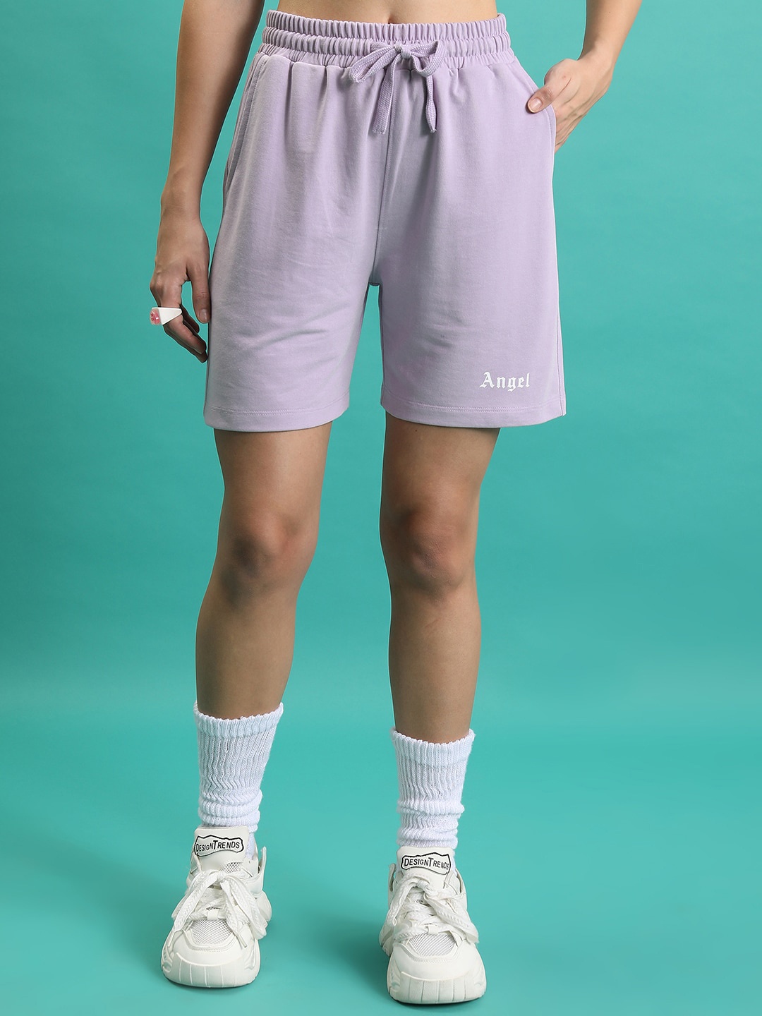 

Tokyo Talkies Women Lavender Mid Rise Loose Fit Shorts