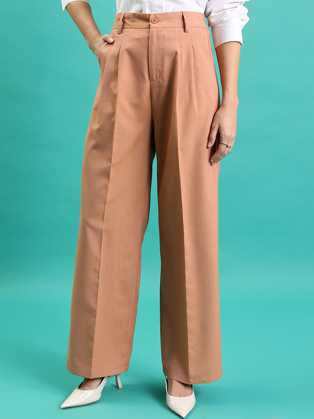 

CHIC BY TOKYO TALKIES Women Brown High-Rise Parallel Trouser