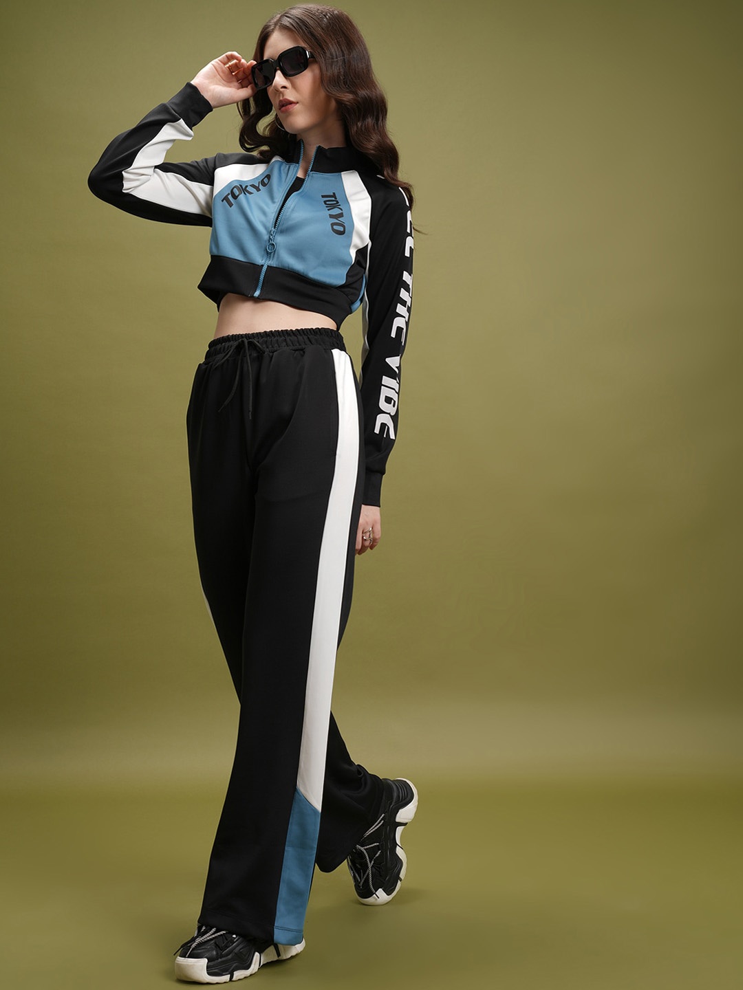 

Tokyo Talkies Slim Crop Jacket And Wide Leg Trousers, Blue