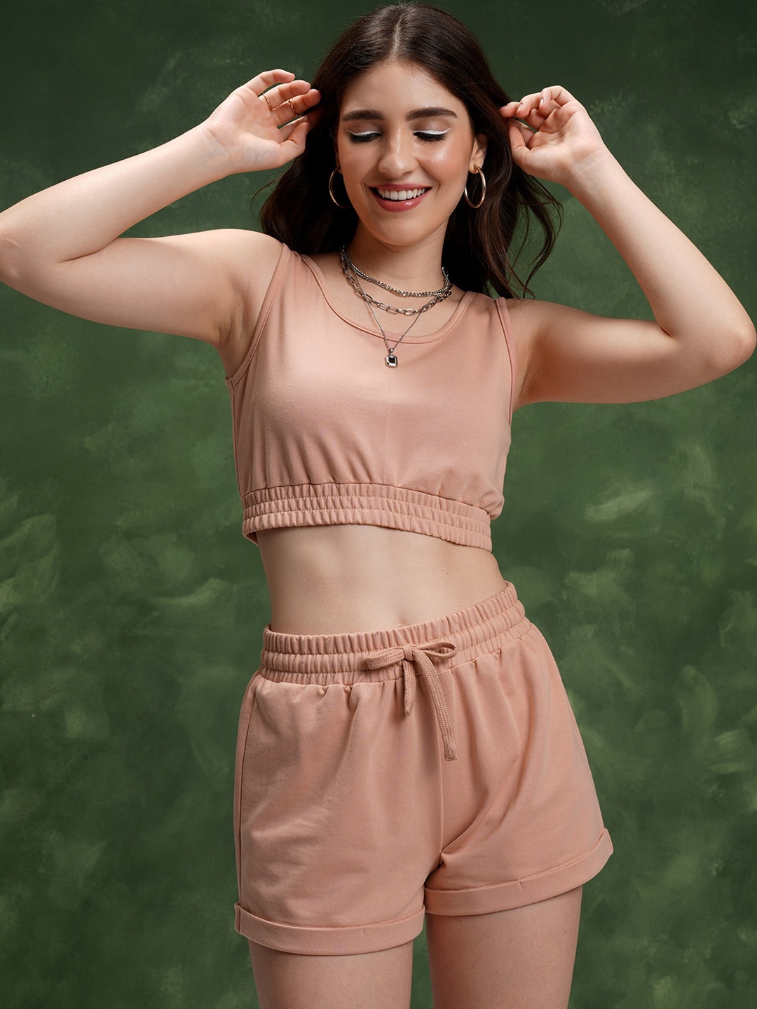 

Tokyo Talkies Crop Top With Shorts, Nude