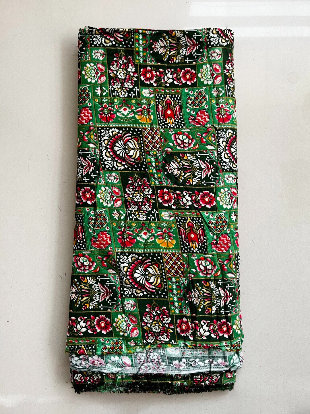 

NK Textiles Floral Printed Unstitched Dress Material, Green