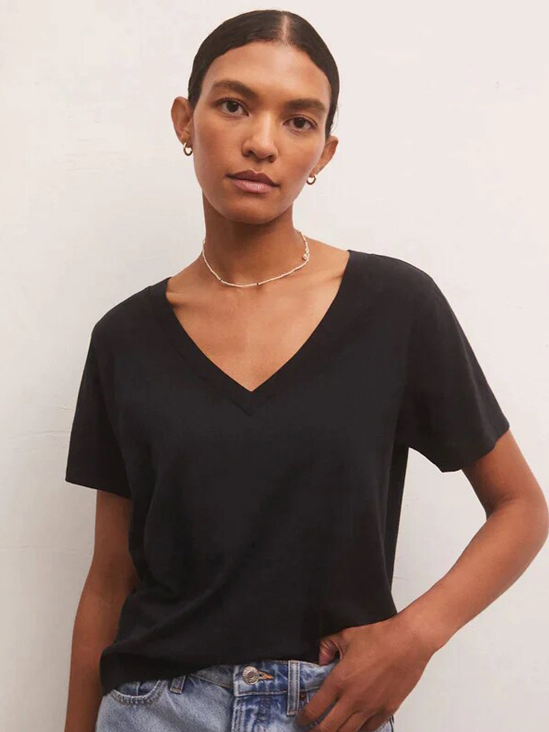

COLOR CAPITAL Pack Of 3 V-Neck Short Sleeves Tops, Black