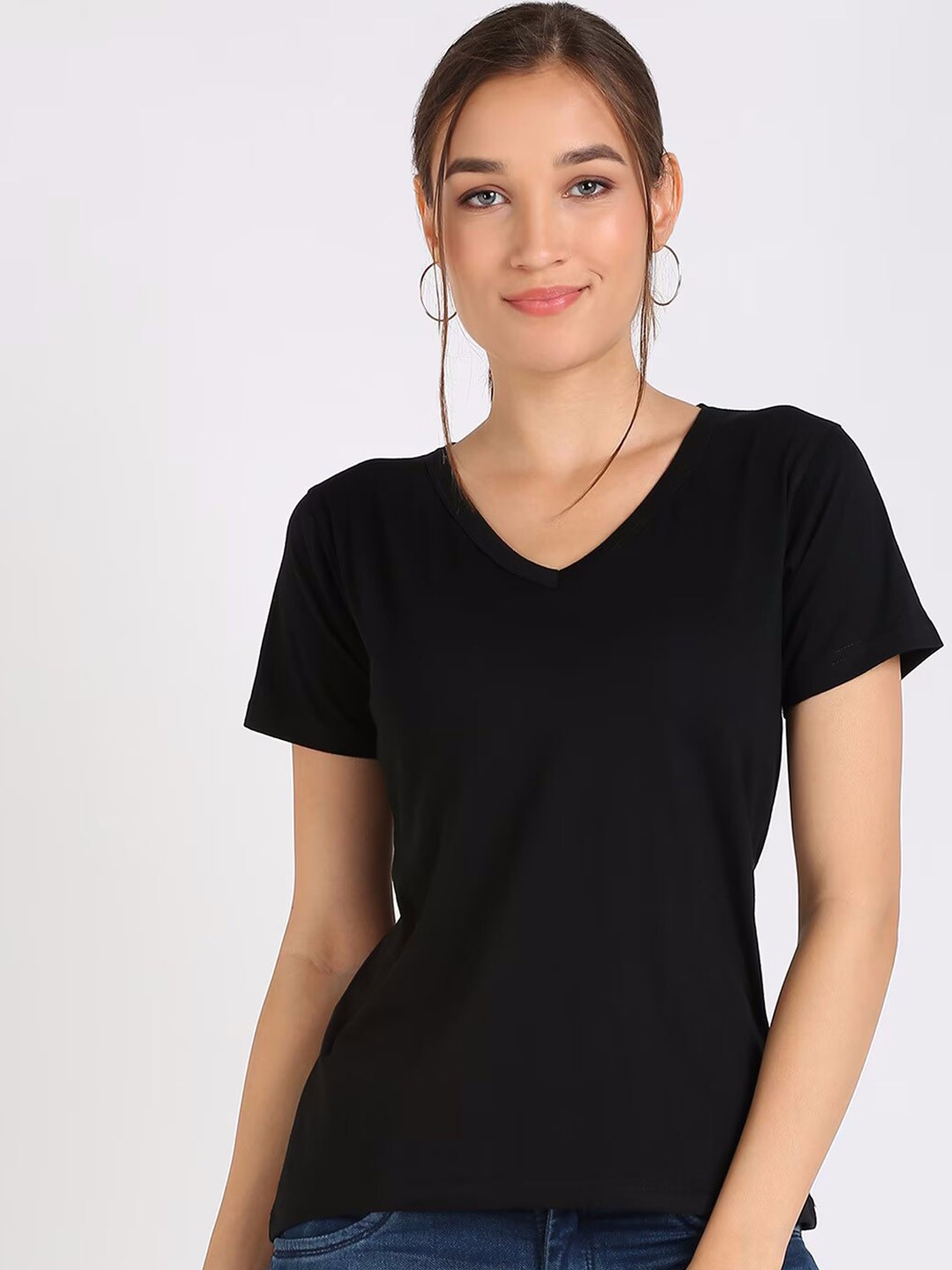 

COLOR CAPITAL Pack Of 2 V-Neck Casual T-shirt, Black