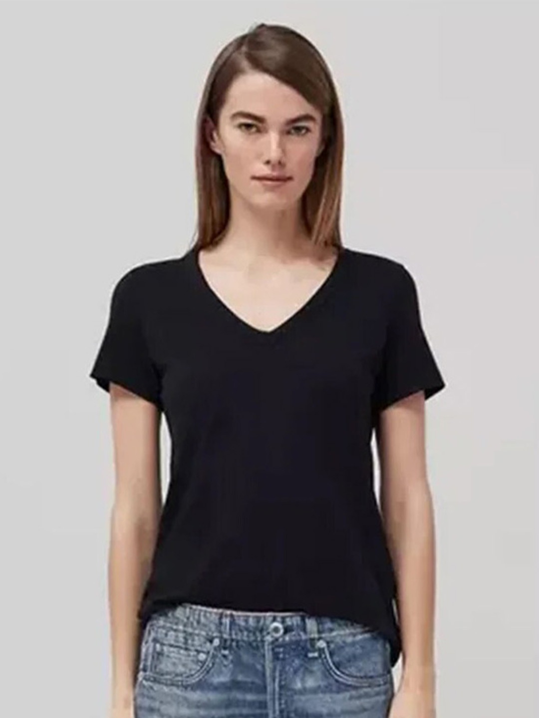 

COLOR CAPITAL Pack Of 5 Relaxed Fit V-Neck T-shirt, Black