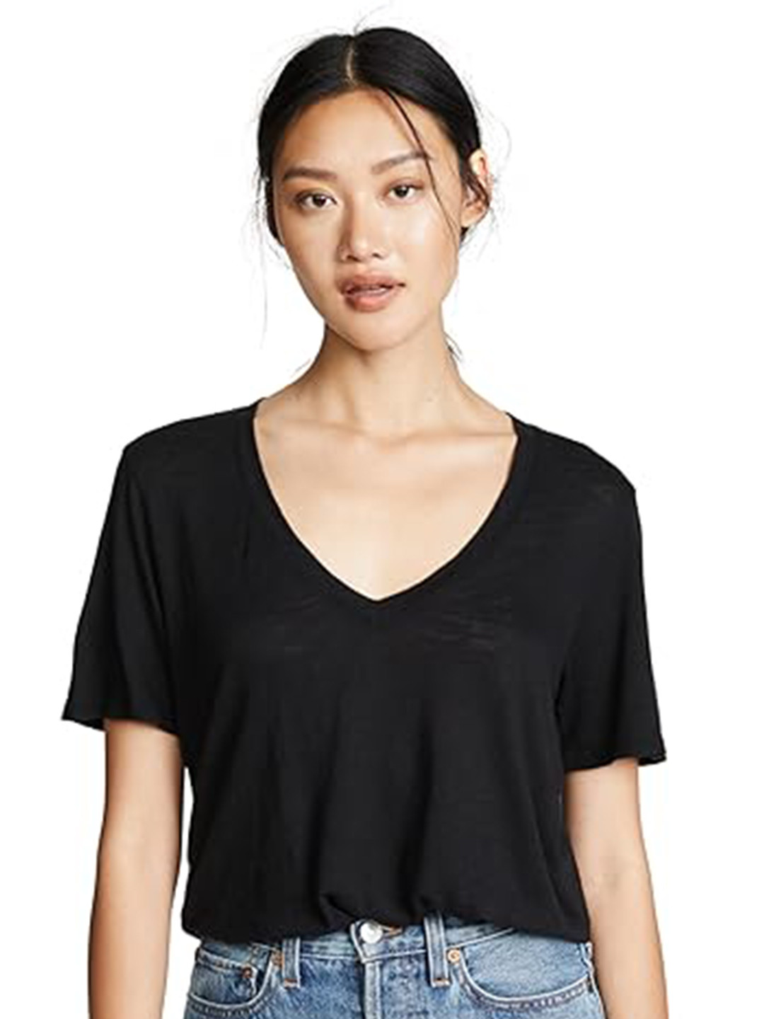 

COLOR CAPITAL Pack Of 5 V-Neck Tshirt, Black