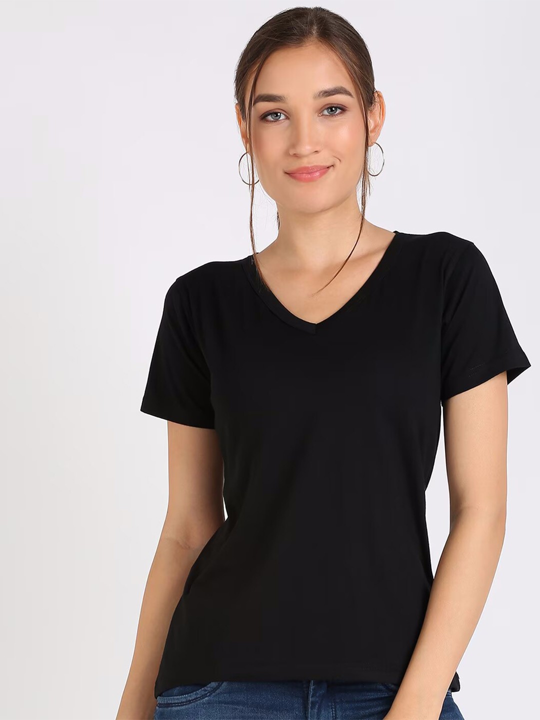 

COLOR CAPITAL Pack Of 5 V-Neck Short Sleeves Tshirts, Black