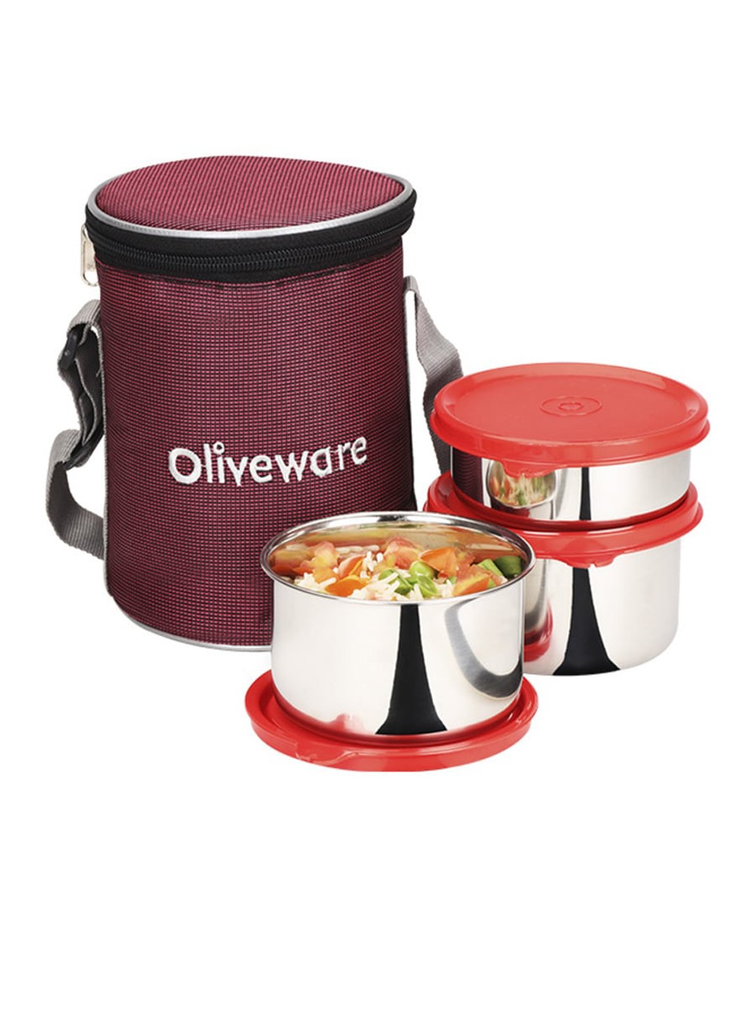 

SOPL-OLIVEWARE Maroon Stainless Steel Lunch Box