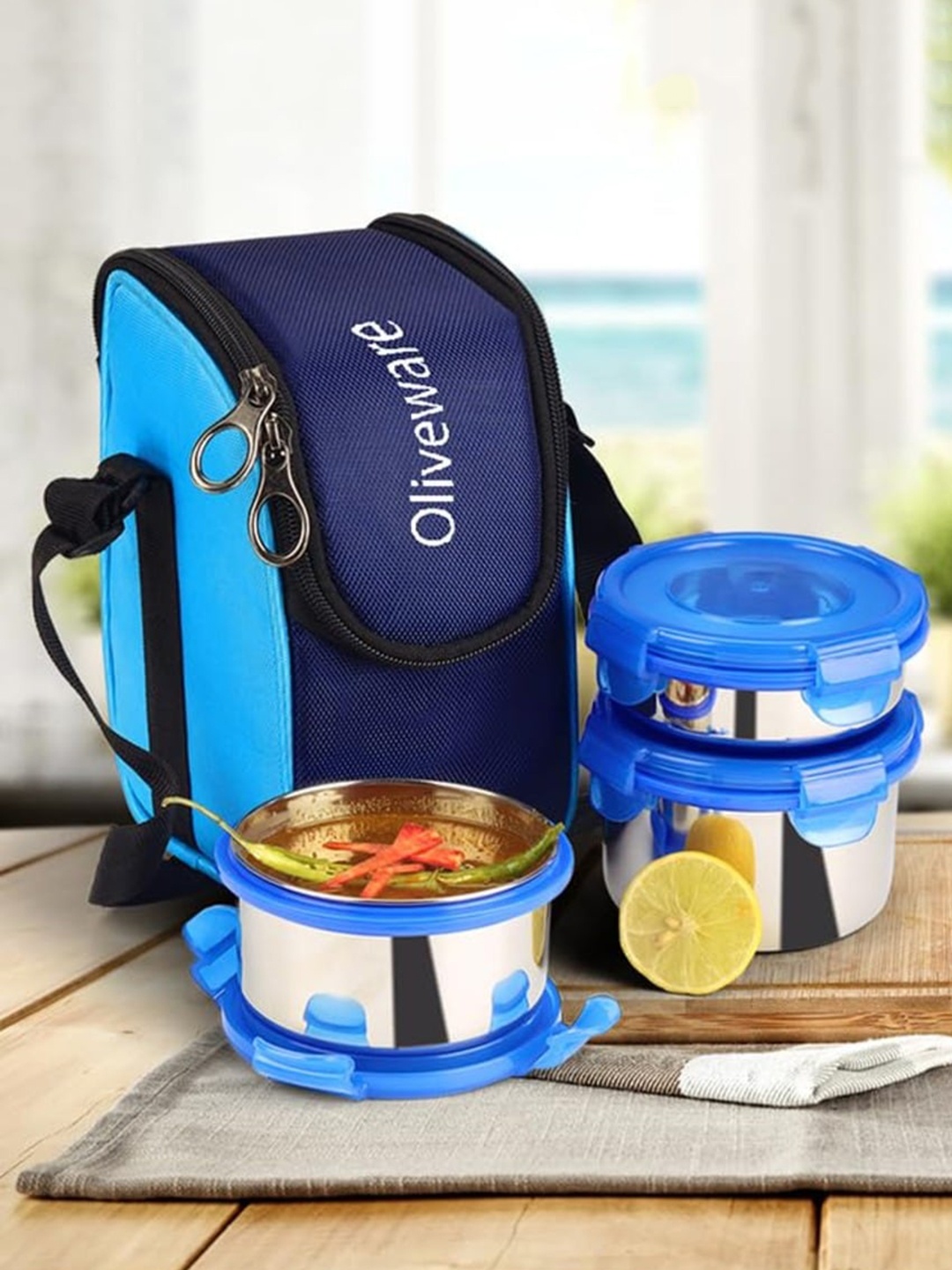 

SOPL-OLIVEWARE Blue Stainless Steel Lunch Box