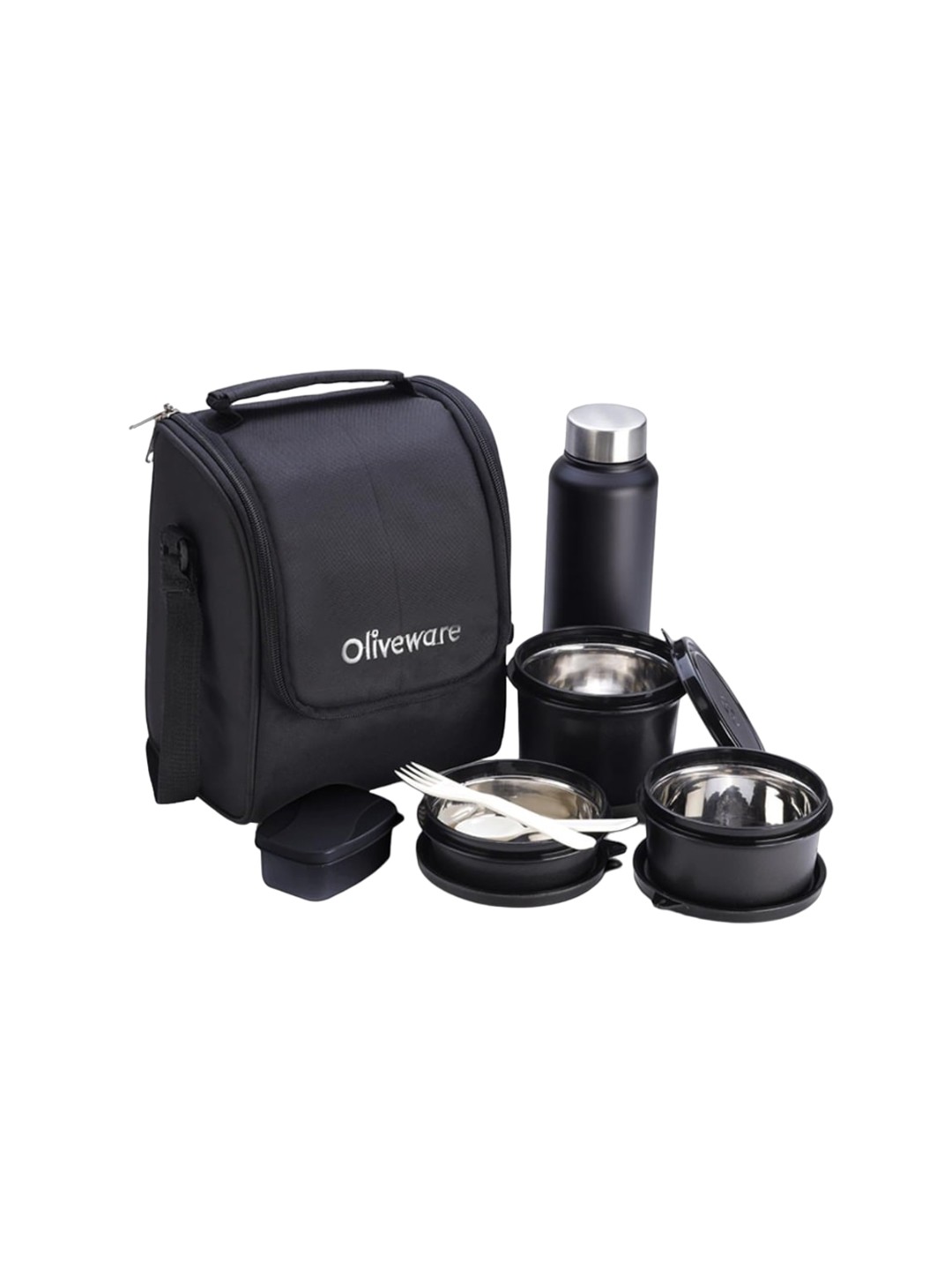 

SOPL-OLIVEWARE Black 8 Pieces Stainless Steel Lunch Box Set