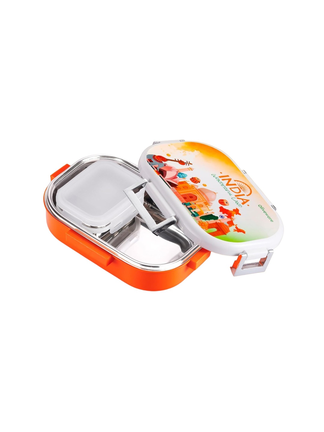 

SOPL-OLIVEWARE Orange Stainless Steel Lunch Box with Spoon