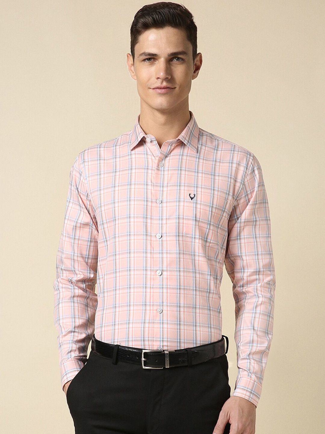 

Allen Solly Slim Fit Checked Pure Cotton Formal Shirt, Pink