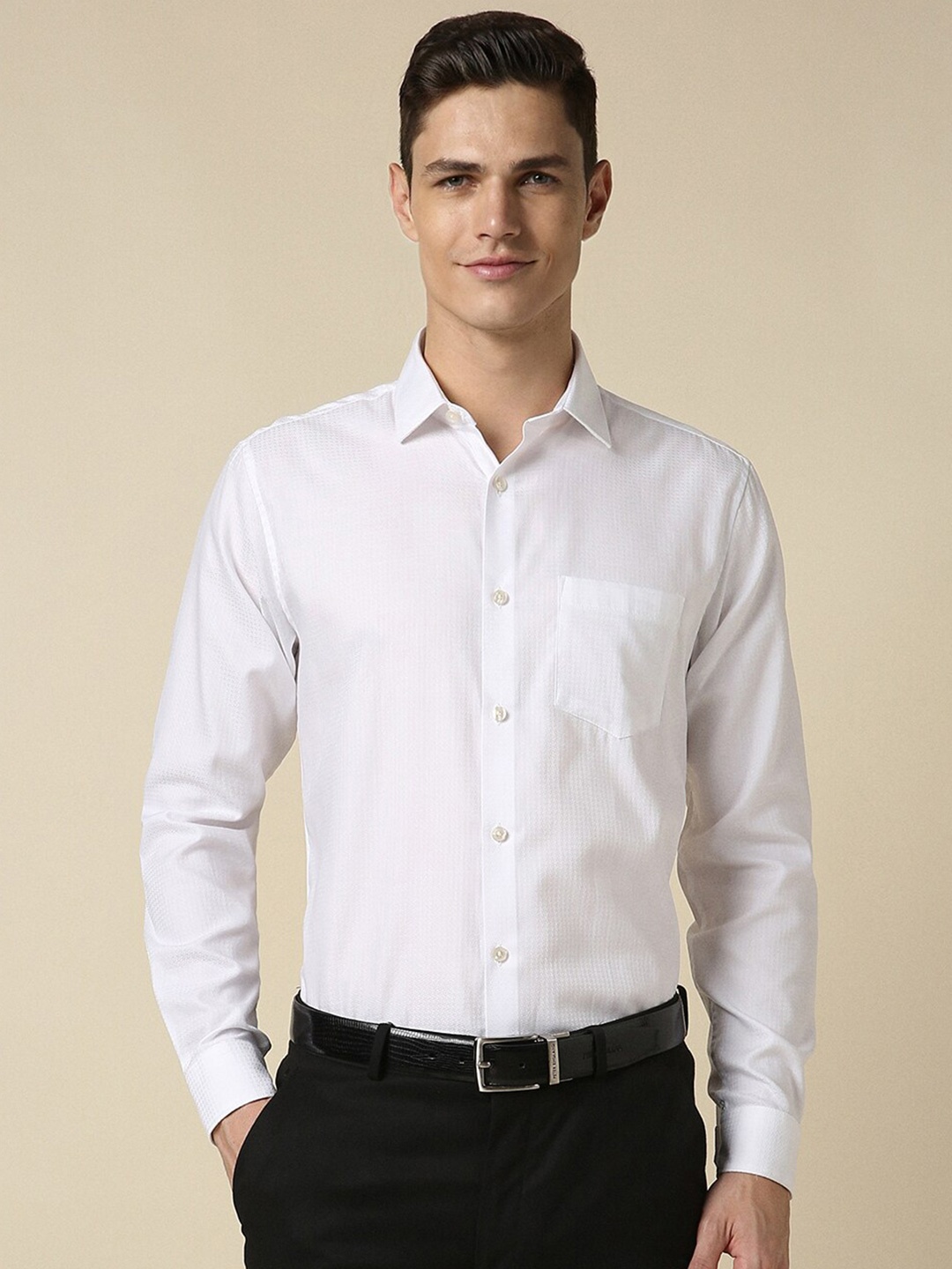 

Allen Solly Slim Fit Textured Pure Cotton Formal Shirt, White