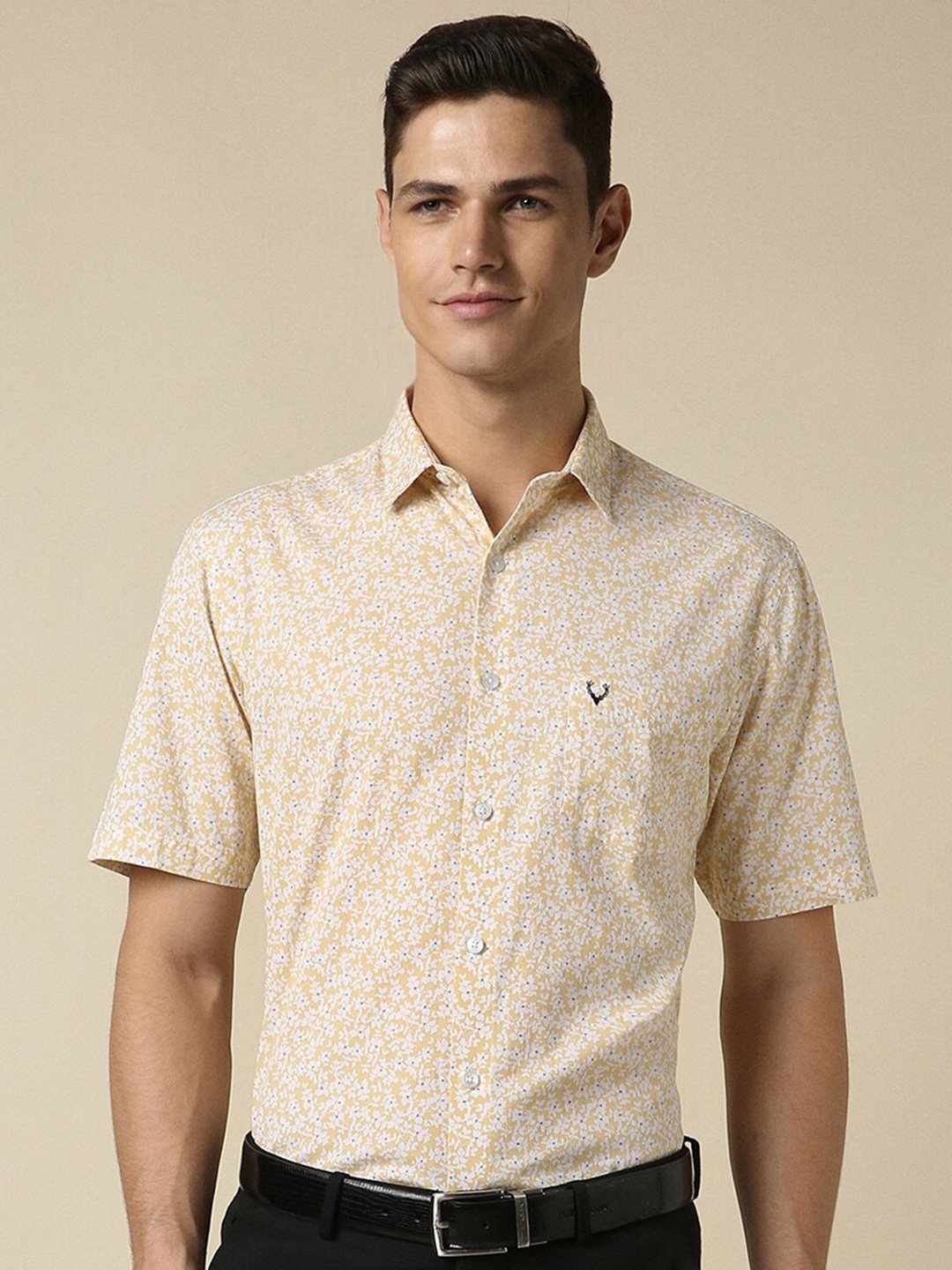 

Allen Solly Slim Fit Floral Printed Pure Cotton Formal Shirt, Yellow