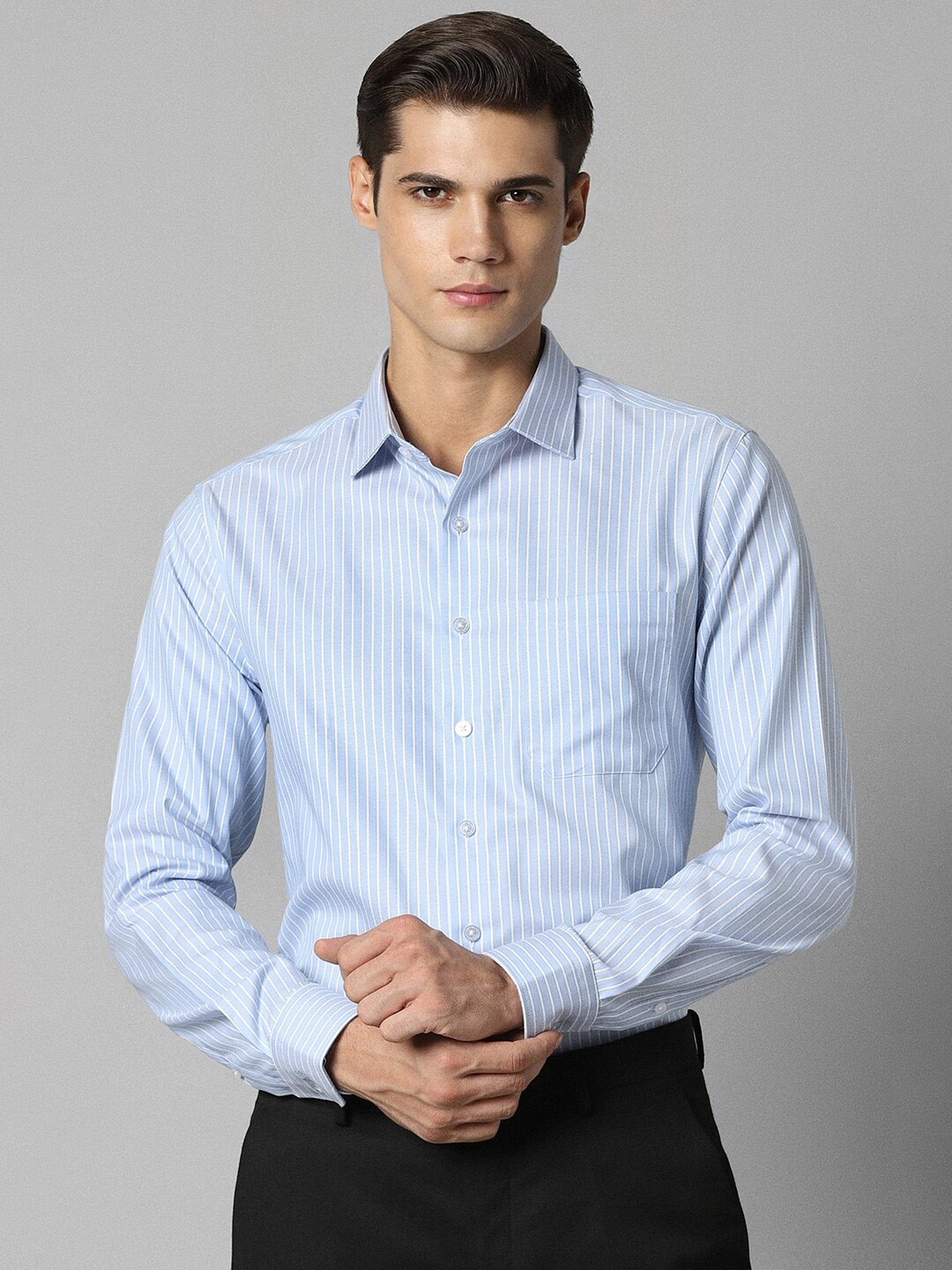 

Louis Philippe Slim Fit Vertical Striped Formal Shirt, Blue