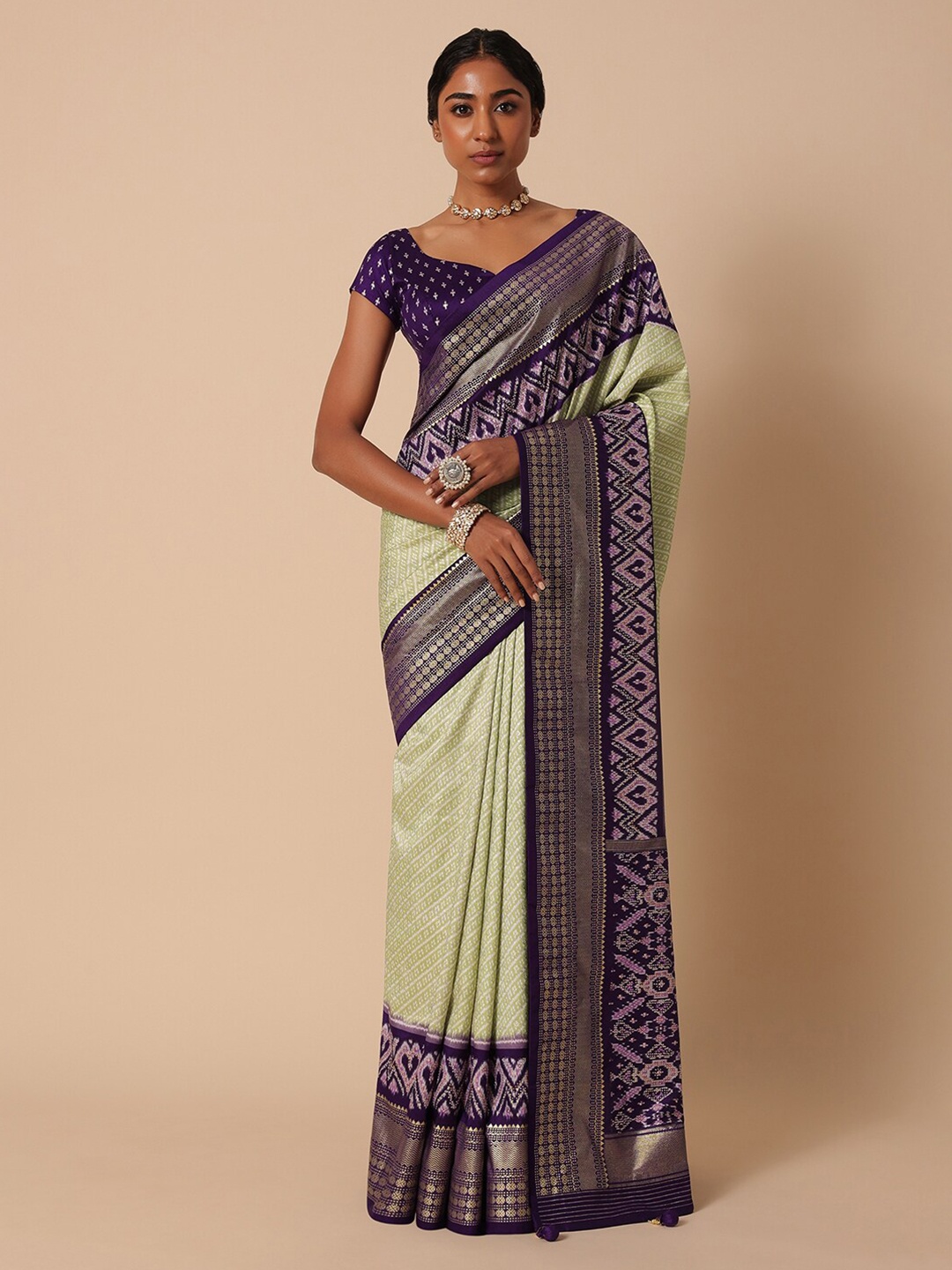 

KALKI Fashion Ethnic Motifs Woven Design Zari Detailed Saree, Purple