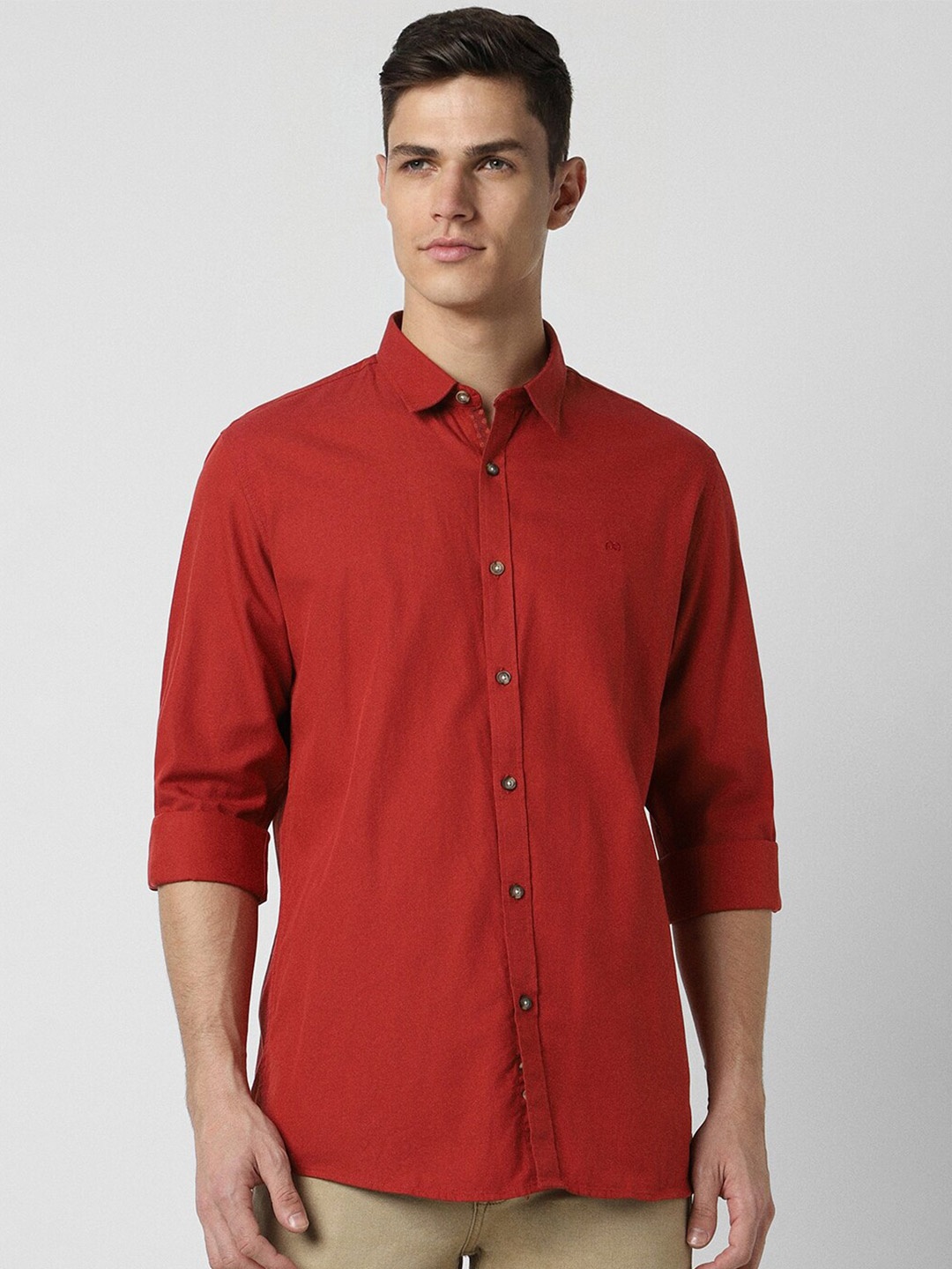 

Peter England Casuals Slim Fit Pure Cotton Casual Shirt, Red