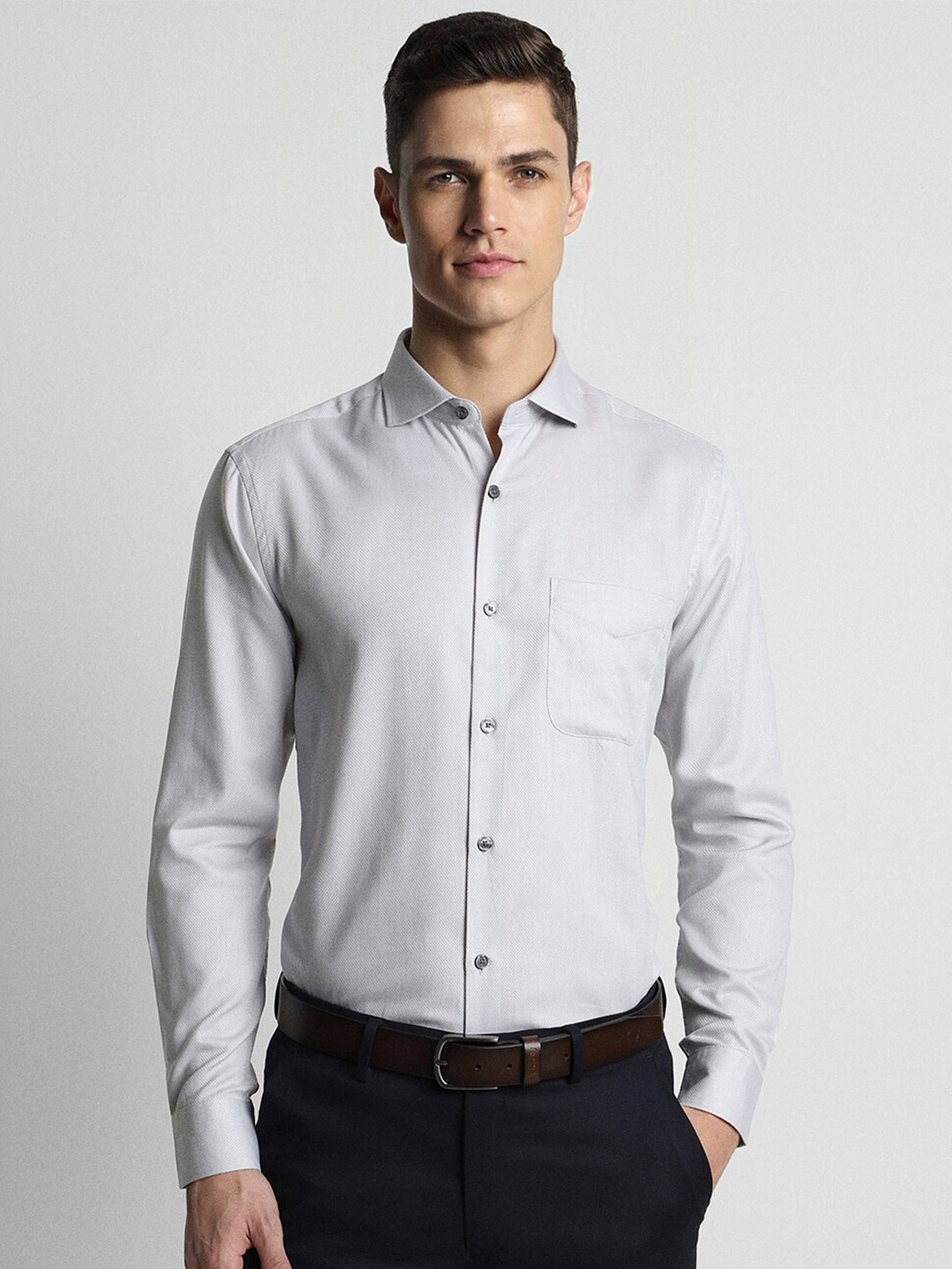 

Peter England Elite Slim Fit Pure Cotton Formal Shirt, Grey