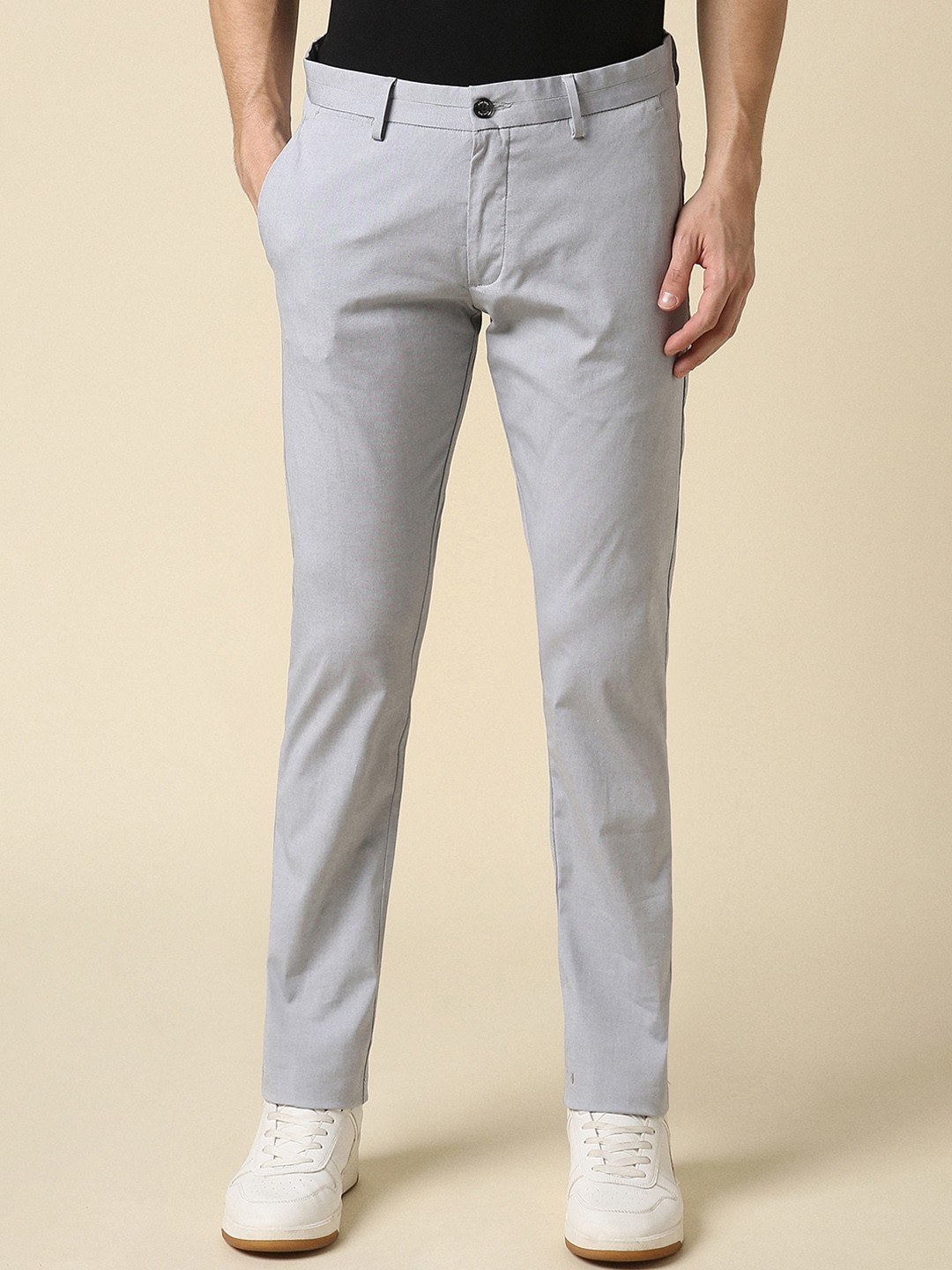 

Allen Solly Men Mid-Rise Grey Slim Fit Trousers