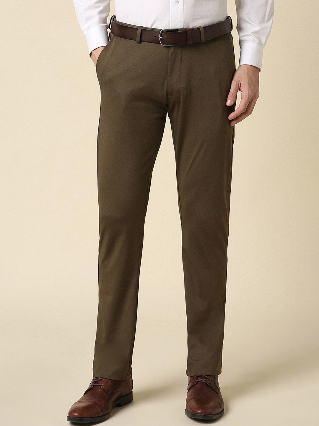 

Allen Solly Men Mid-Rise Slim Fit Formal Trousers, Brown