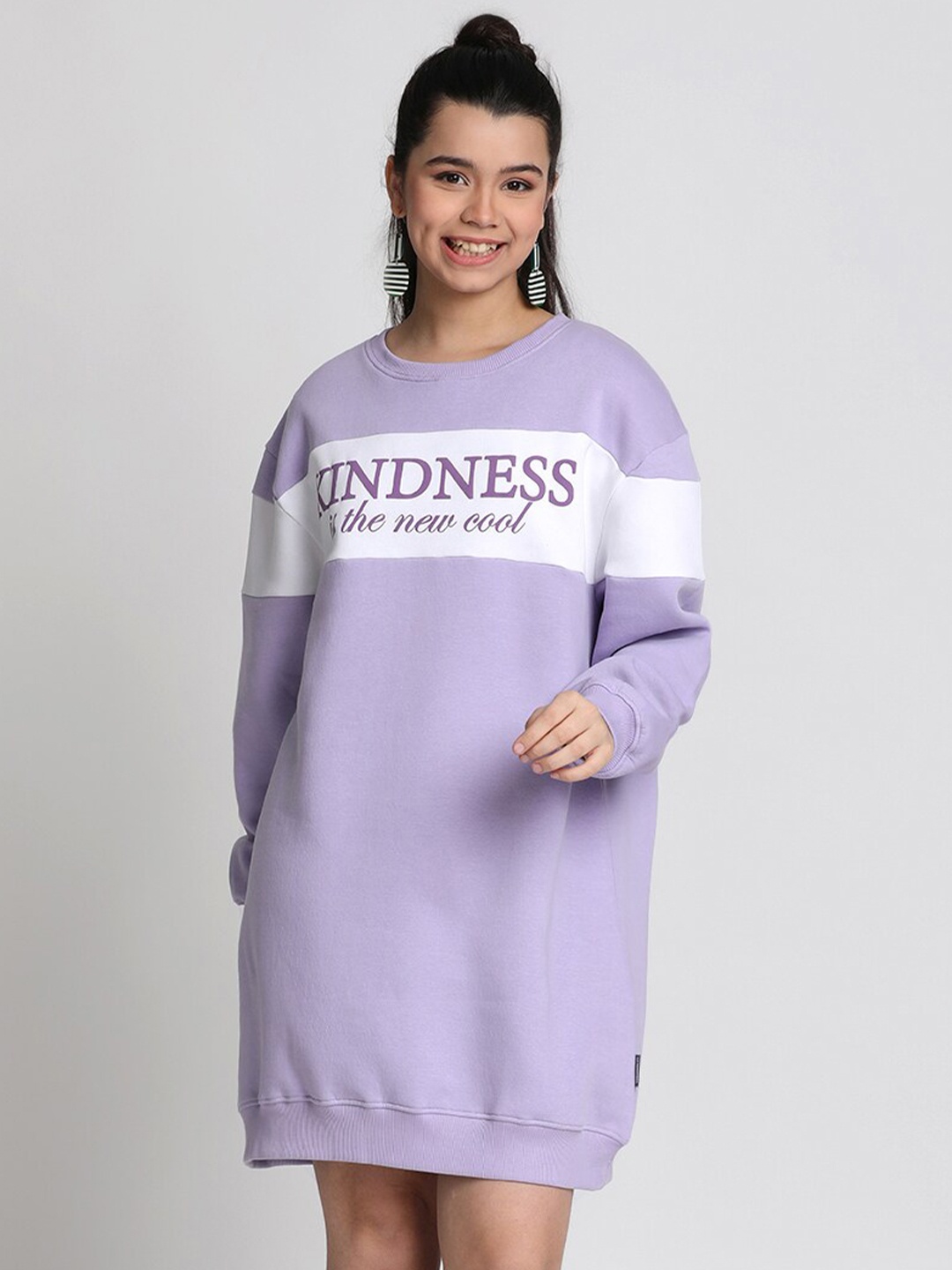 

Lil Tomatoes Typography Printed Jumper Dress, Purple