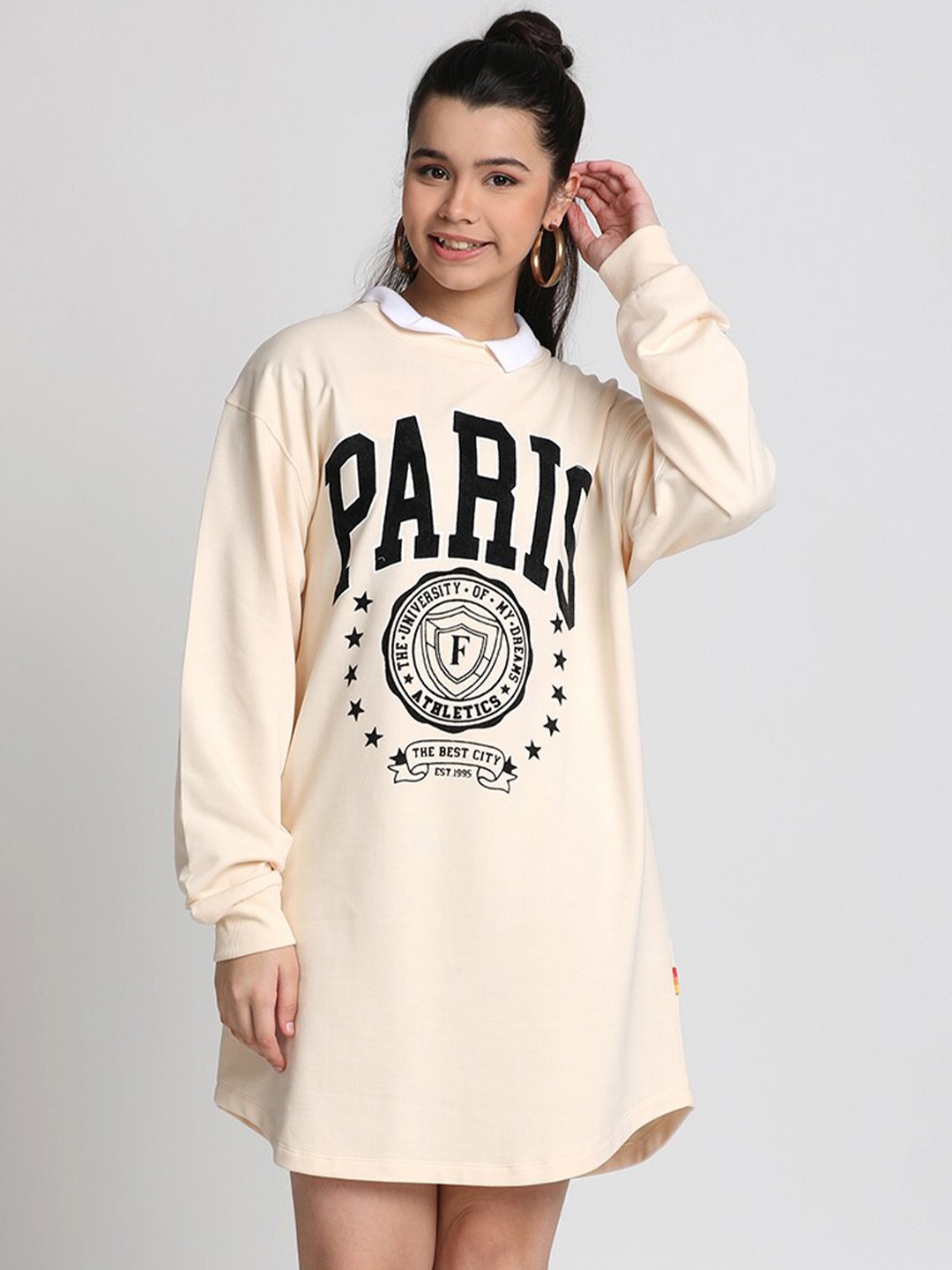 

Lil Tomatoes Typography Printed Jumper Dress, Cream