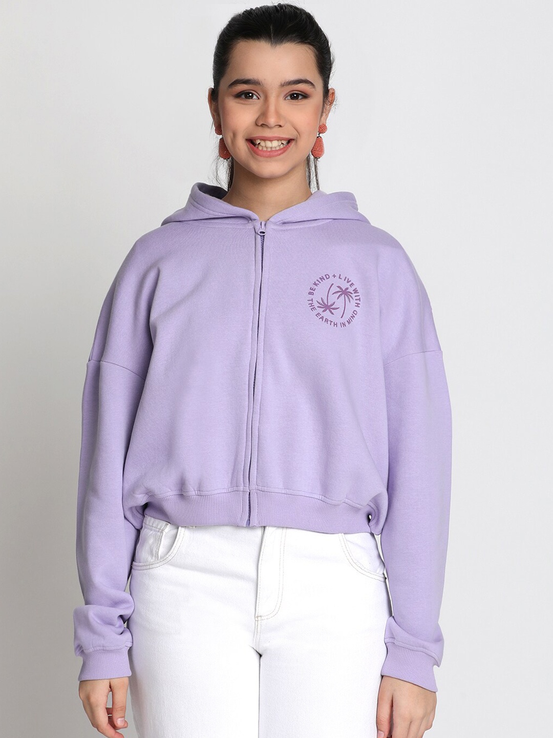

Lil Tomatoes Girls Hooded Fleece Front-Open Sweatshirt, Purple