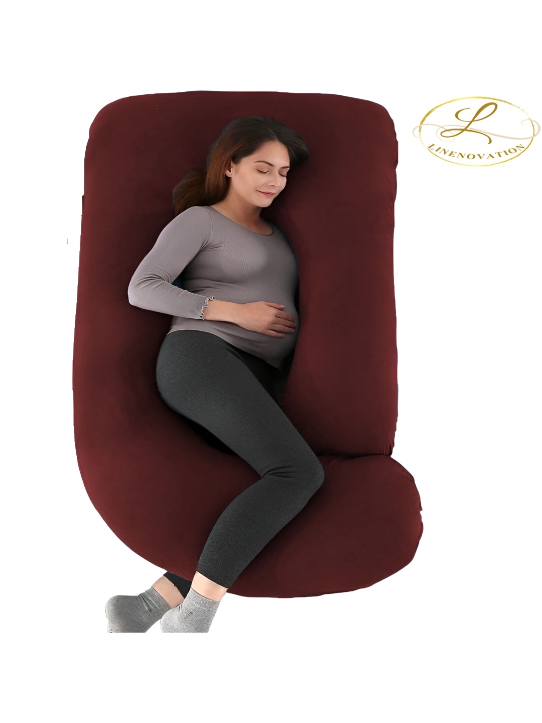 

LINENOVATION Maroon Fibre Filled Lightweight Maternity Pillow