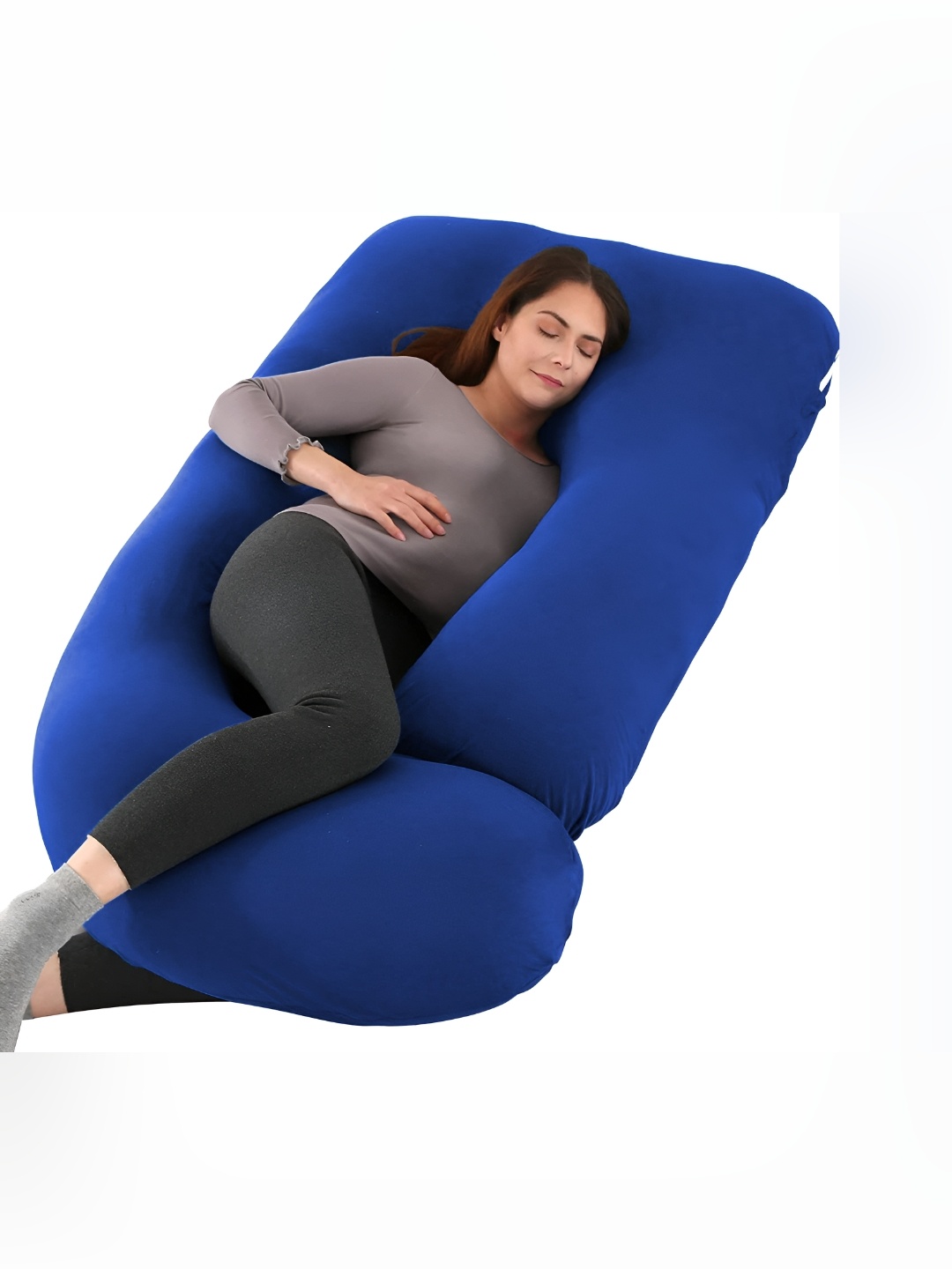 

LINENOVATION Blue Fibre Filled B Shaped Lightweight Maternity Pillow