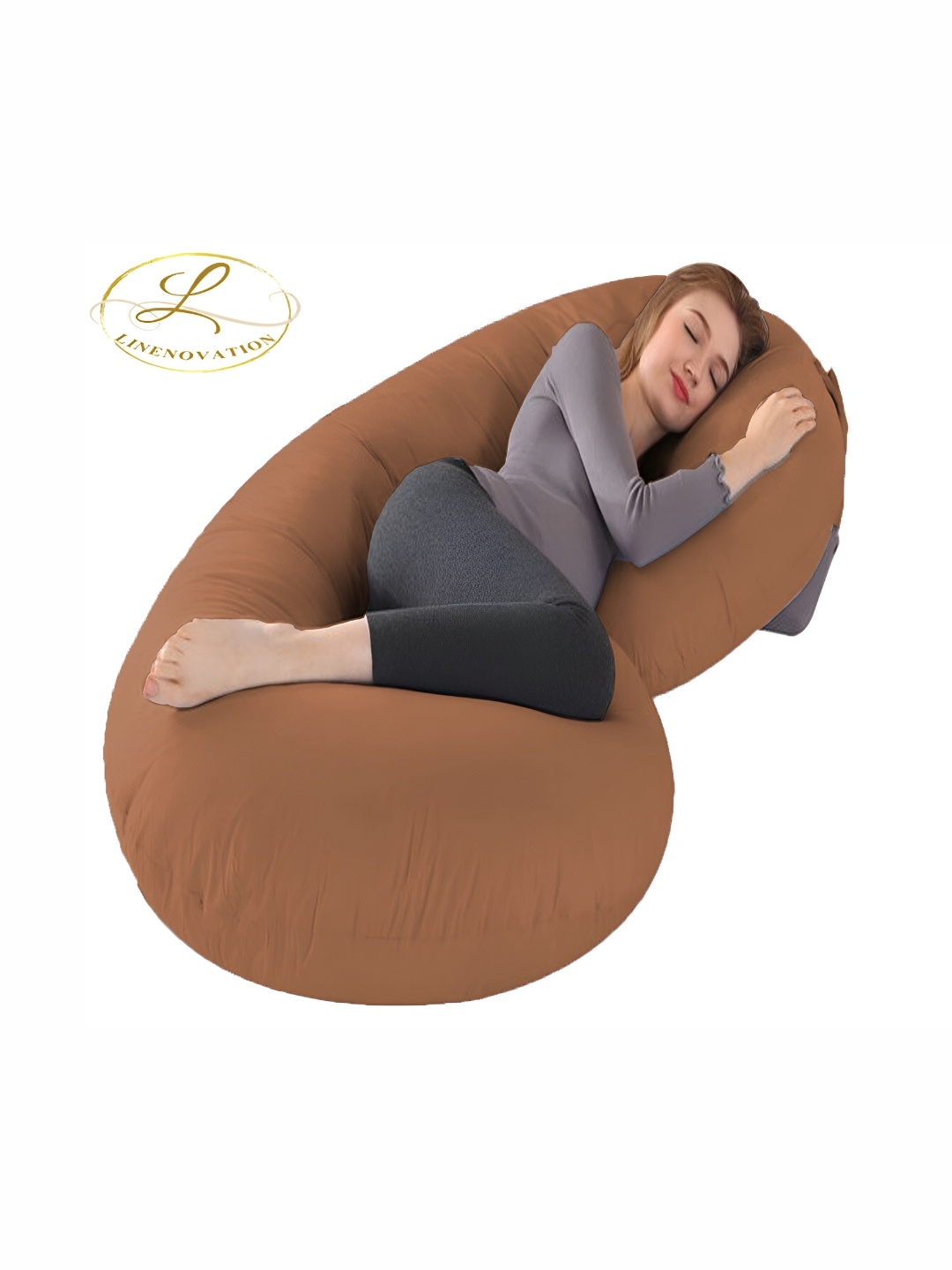 

LINENOVATION Brown Fibre Filled Polycotton Lightweight Maternity Pillow