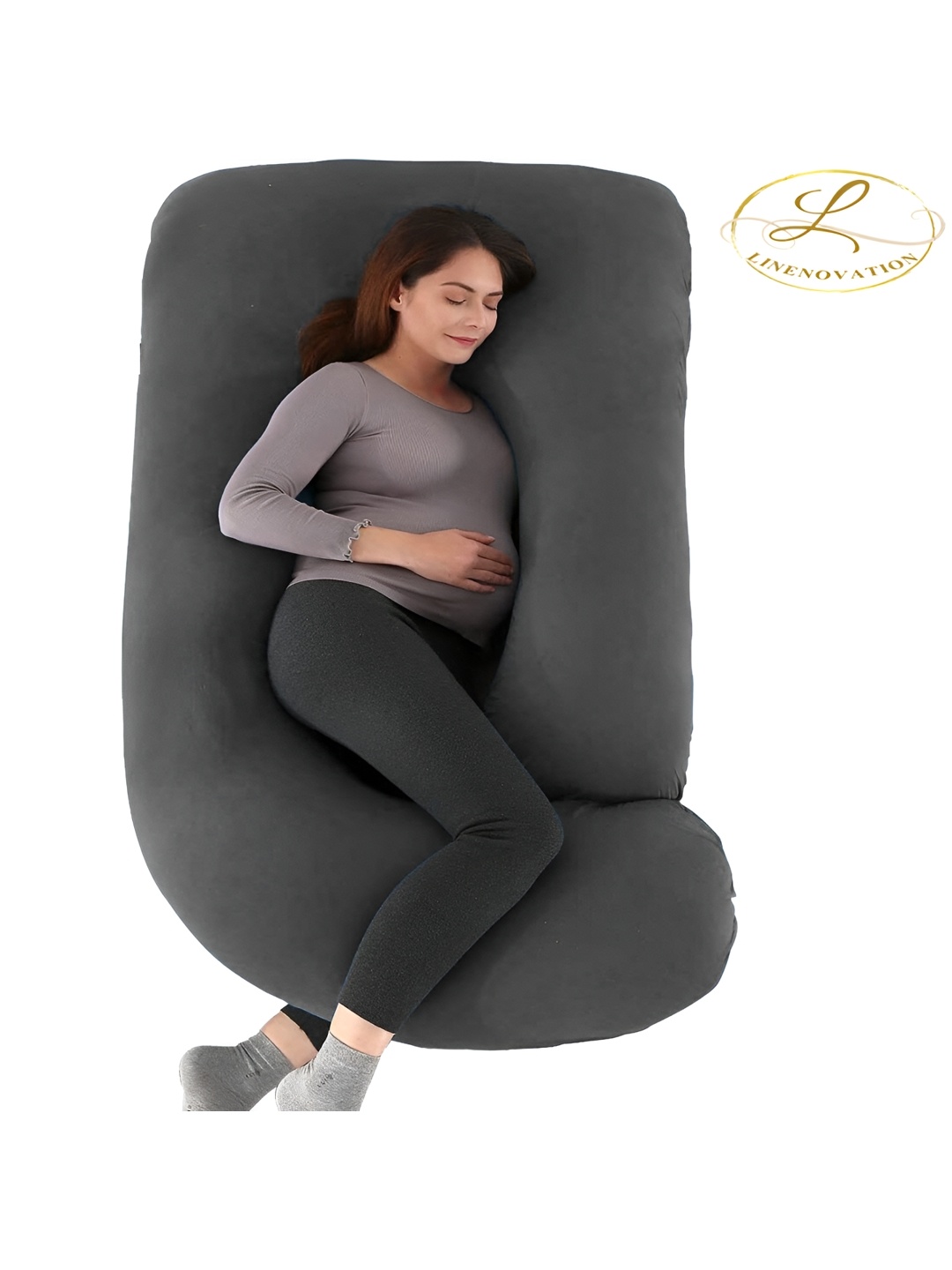 

LINENOVATION Grey Fibre Filled Lightweight Maternity Pillow