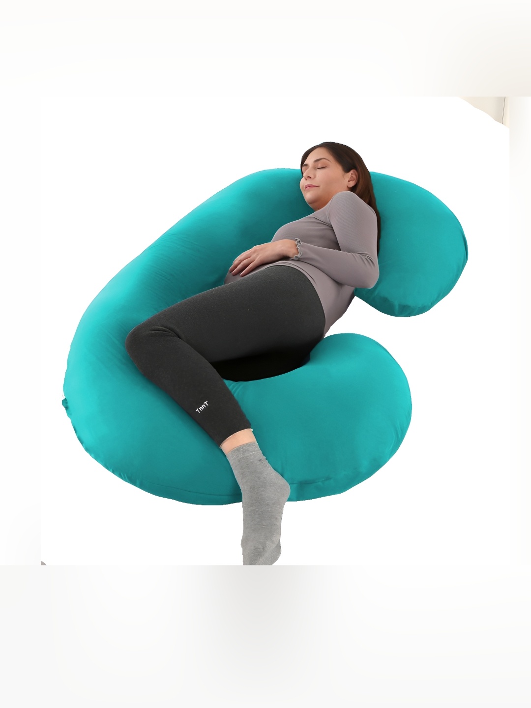 

LINENOVATION Blue Fibre Filled C Shaped Lightweight Maternity Pillow