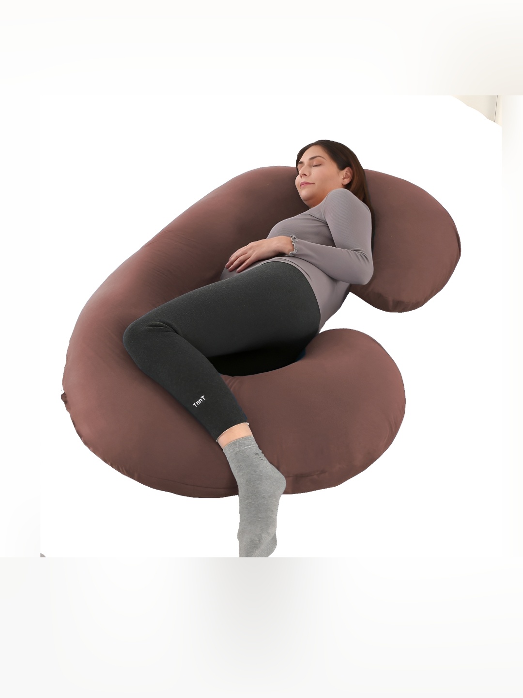 

LINENOVATION Brown Fibre Filled C Shaped Lightweight Maternity Pillow