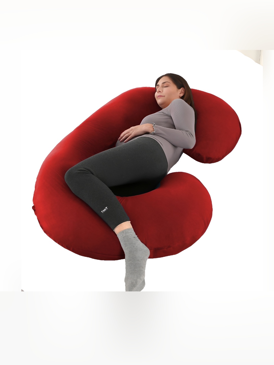 

LINENOVATION Red Fibre Filled C Shaped Lightweight Maternity Pillow
