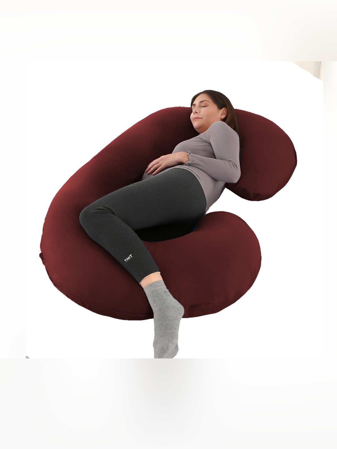 LINENOVATION Maroon Fibre Filled Polycotton Lightweight Maternity Pillow