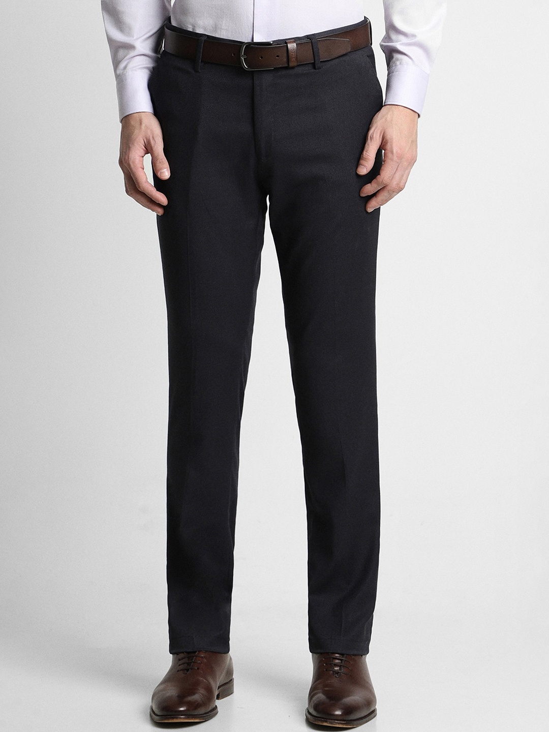 

Peter England Elite Men Slim Fit Mid-Rise Formal Trousers, Black