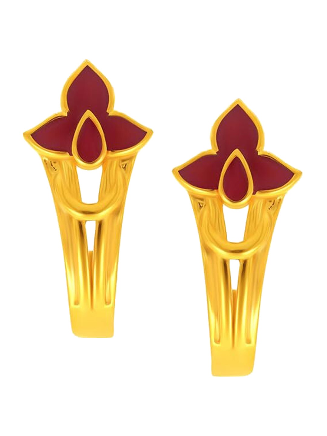 

SENCO 22KT Gold Reddish Bloom Half Hoop Earrings-2.5 gm